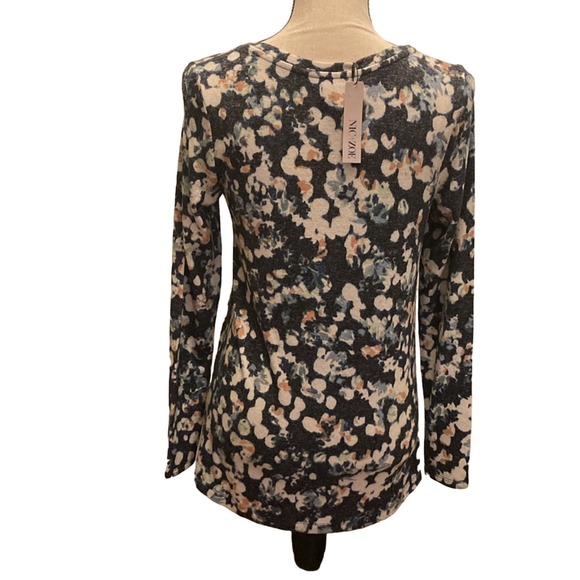 NWT Nic + Zoe Multicolored Floral V-Neck Long Sleeve Pullover Fleece Sweater XS - Picture 5 of 10